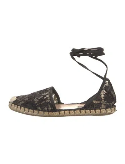 Pre-owned Valentino Garavani Lace Lace Pattern D'orsay Flats In Black
