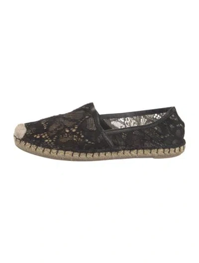 Pre-owned Valentino Garavani Lace Lace Pattern Espadrilles In Black