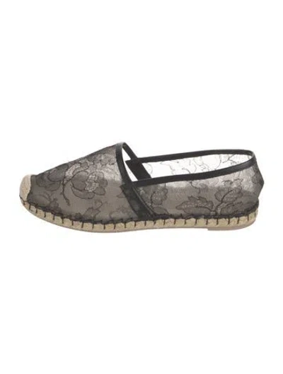 Pre-owned Valentino Garavani Lace Lace Pattern Espadrilles In Black