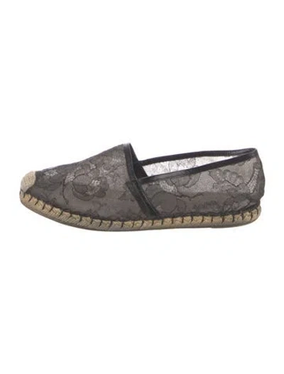 Pre-owned Valentino Garavani Lace Lace Pattern Espadrilles In Black