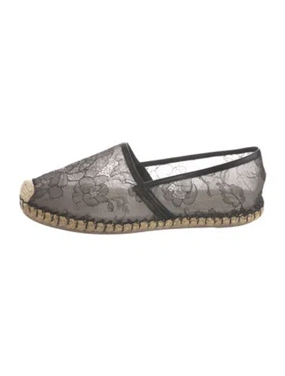 Pre-owned Valentino Garavani Lace Lace Pattern Espadrilles In Black