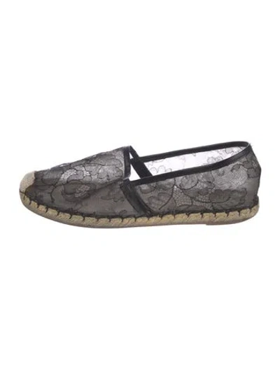 Pre-owned Valentino Garavani Lace Lace Pattern Espadrilles In Black