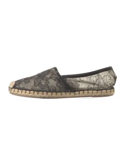 Pre-owned Valentino Garavani Lace Lace Pattern Espadrilles In Black