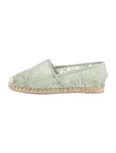Pre-owned Valentino Garavani Lace Lace Pattern Espadrilles In Green