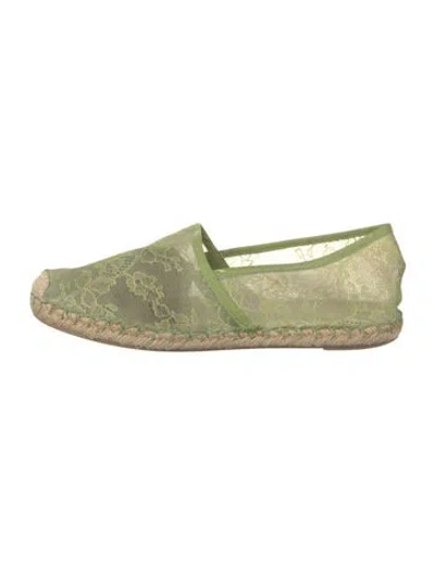 Pre-owned Valentino Garavani Lace Lace Pattern Espadrilles In Green