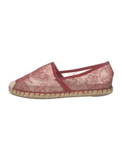 Pre-owned Valentino Garavani Lace Lace Pattern Espadrilles In Red