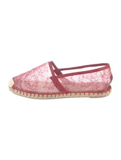Pre-owned Valentino Garavani Lace Lace Pattern Espadrilles In Red