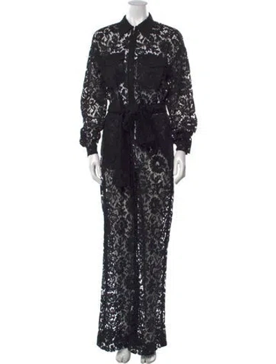 Pre-owned Valentino Lace Lace Pattern Jumpsuit In Black