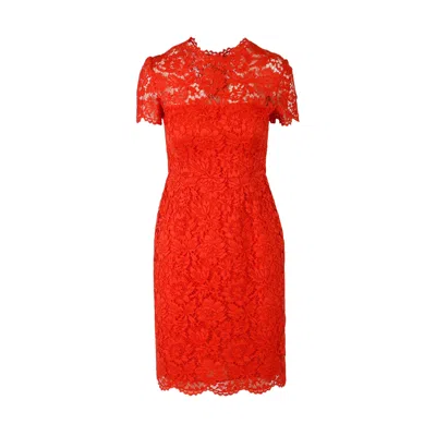 Pre-owned Valentino Lace Midi Dress - '10s In Red