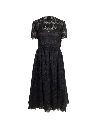 Pre-owned Valentino Lace Midi Dress In Black