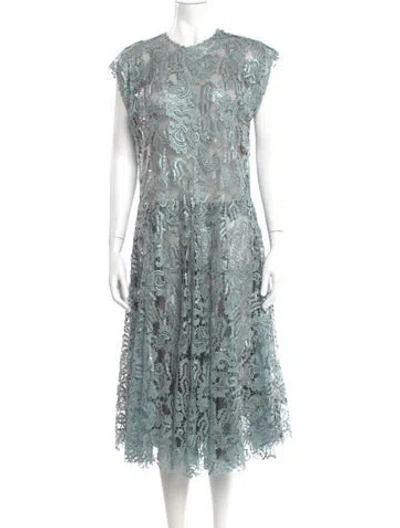 Pre-owned Valentino Lace Midi Length Dress In Blue