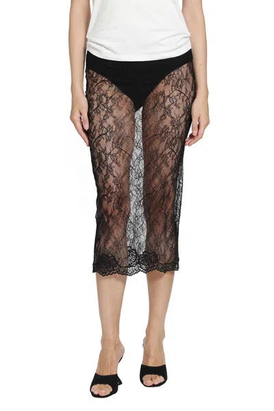 Valentino Lace Midi Skirt In Black