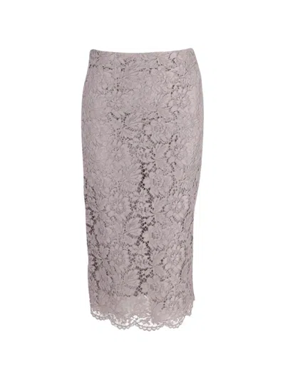 Pre-owned Valentino Lace Midi Skirt In Neutral