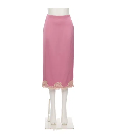 Valentino Lace Midi Skirt In Pink