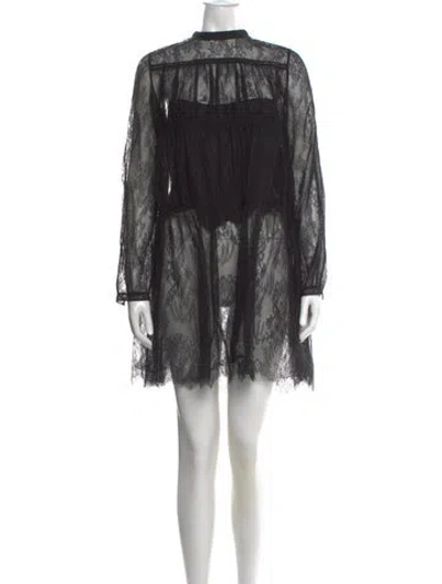 Pre-owned Valentino Lace Mini Dress In Black