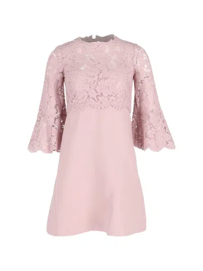 Pre-owned Valentino Lace Mini Dress In Pink