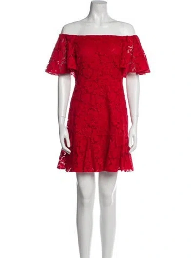 Pre-owned Valentino Lace Mini Dress In Red
