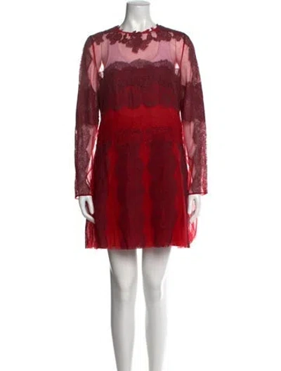 Pre-owned Valentino Lace Mini Dress W/ Tags In Red