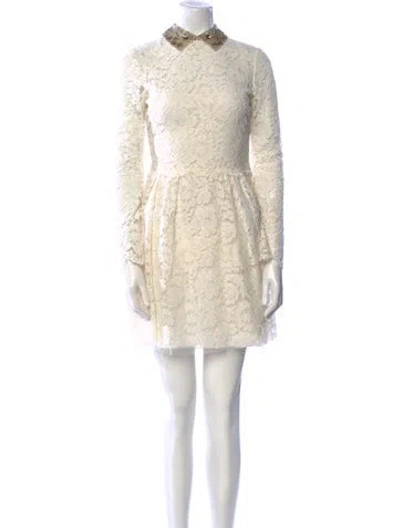 Pre-owned Valentino Lace Mini Dress In White