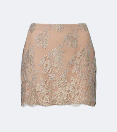 Valentino Lace Miniskirt In Pink