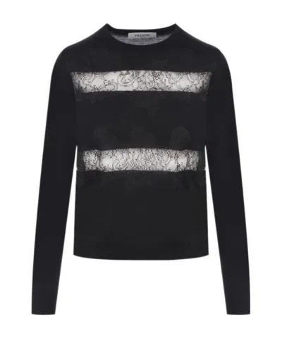 Valentino Lace-panel Jumper In Black