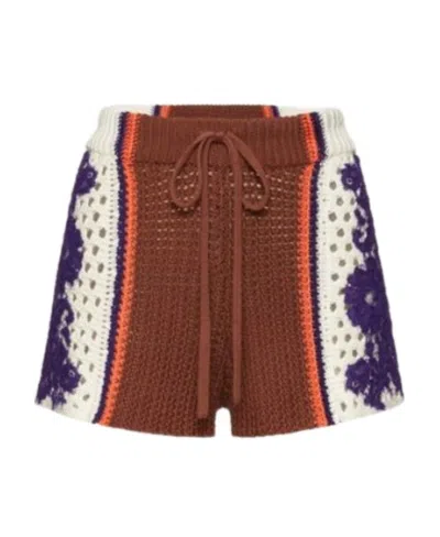 Valentino Lace Panelling Crochet Shorts In Multi