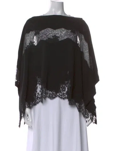 Pre-owned Valentino Lace Pattern Bateau Neckline Sweater In Black