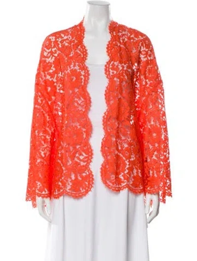 Pre-owned Valentino Lace Pattern Cape In Orange