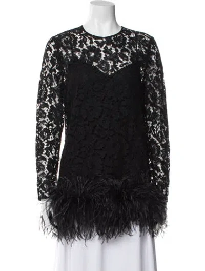 Pre-owned Valentino Lace Pattern Crew Neck Blouse In Black