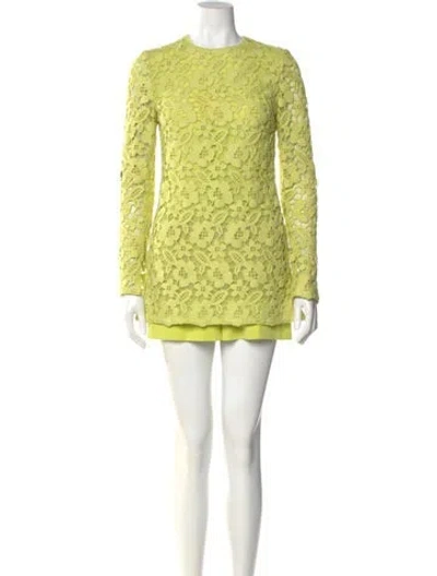 Pre-owned Valentino Lace Pattern Crew Neck Romper In Green