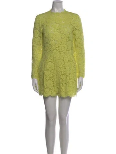 Pre-owned Valentino Lace Pattern Crew Neck Romper In Green