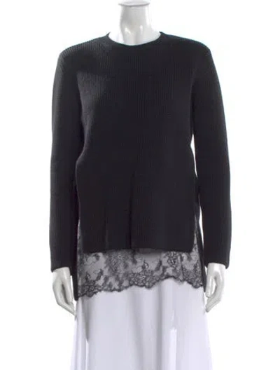 Pre-owned Valentino Lace Pattern Crew Neck Sweater In Blue