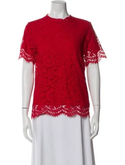 Pre-owned Valentino Lace Pattern Crew Neck Top W/ Tags In Red