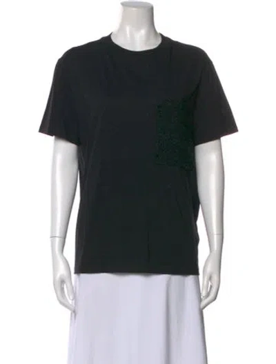 Pre-owned Valentino Lace Pattern Crew Neck T-shirt In Black