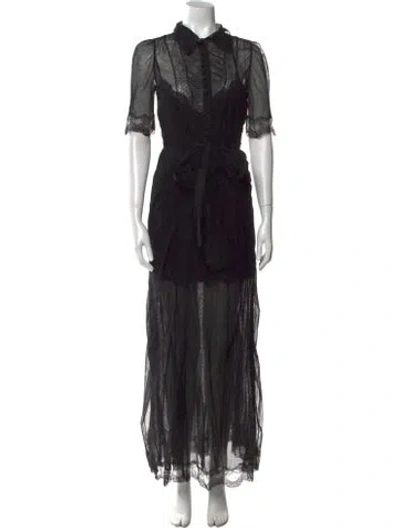 Pre-owned Valentino Lace Pattern Jumpsuit In Black
