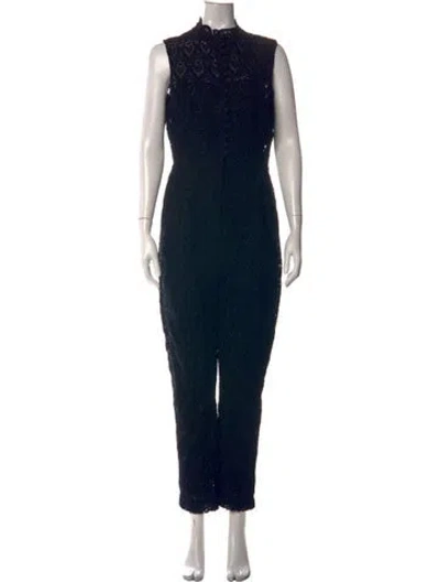 Pre-owned Valentino Lace Pattern Jumpsuit In Black
