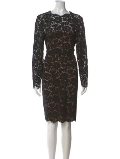 Pre-owned Valentino Lace Pattern Knee-length Dress In Black