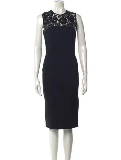 Pre-owned Valentino Lace Pattern Knee-length Dress In Black