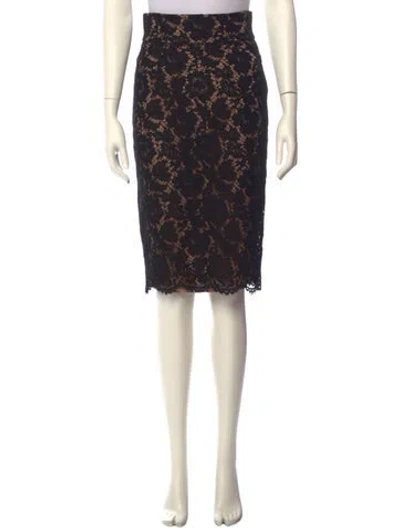 Pre-owned Valentino Lace Pattern Knee-length Skirt In Black
