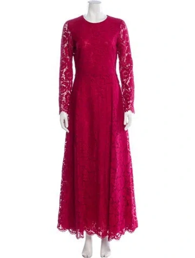 Pre-owned Valentino Lace Pattern Long Dress In Red