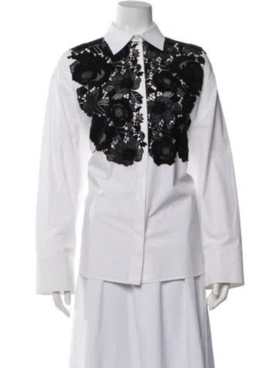 Pre-owned Valentino Lace Pattern Long Sleeve Blouse In White