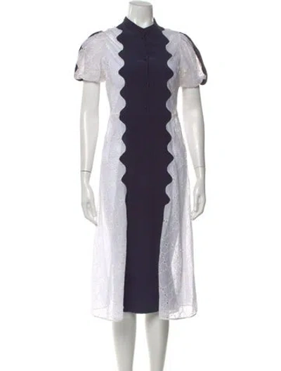 Pre-owned Valentino Lace Pattern Midi Length Dress In Blue