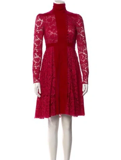 Pre-owned Valentino Lace Pattern Midi Length Dress In Pink