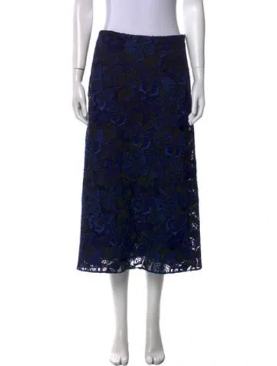 Pre-owned Valentino Lace Pattern Midi Length Skirt In Blue