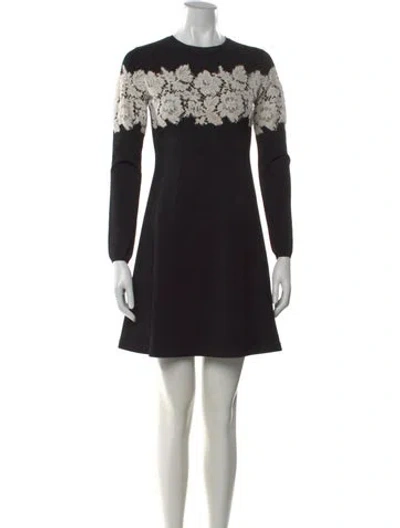 Pre-owned Valentino Lace Pattern Mini Dress In Black