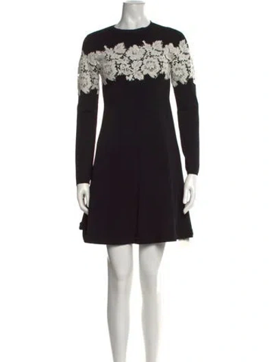 Pre-owned Valentino Lace Pattern Mini Dress In Black