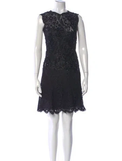 Pre-owned Valentino Lace Pattern Mini Dress In Blue