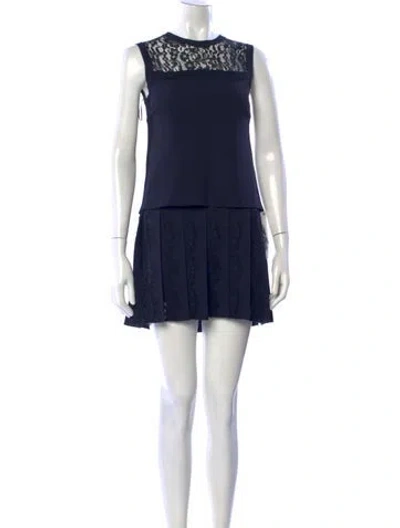 Pre-owned Valentino Lace Pattern Mini Dress In Blue