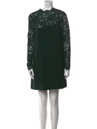Pre-owned Valentino Lace Pattern Mini Dress In Green