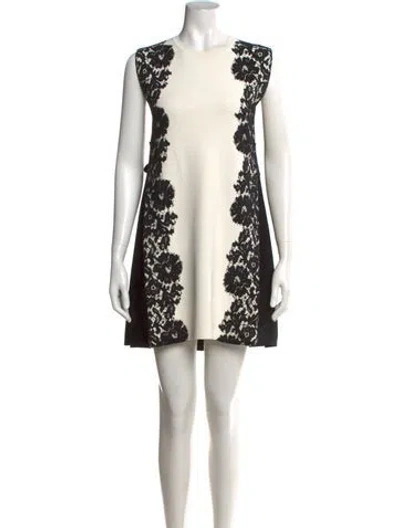 Pre-owned Valentino Lace Pattern Mini Dress In Neutrals